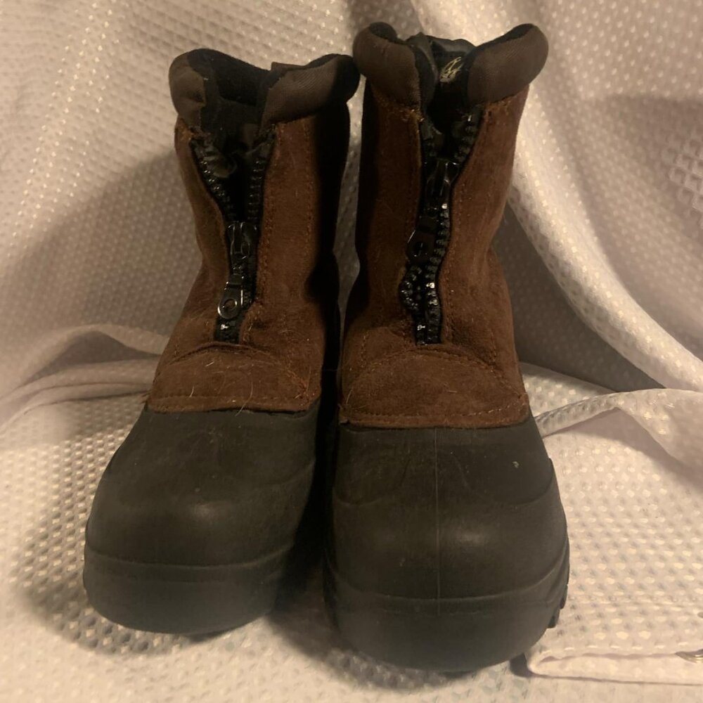 Men's Size 10 Snowboots Waterproof Rubber Lowers zipup Leather Uppers Thinsulate